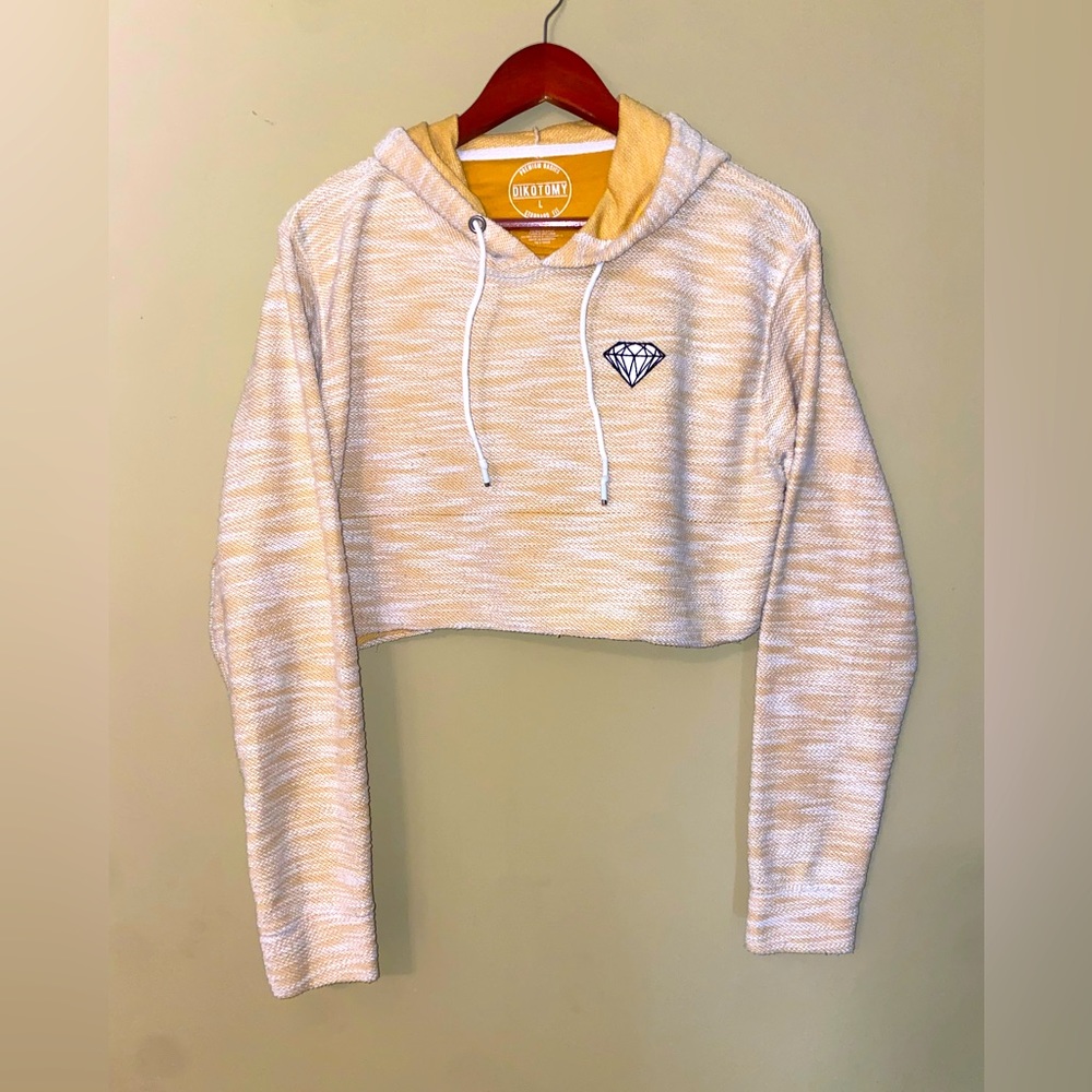 Dikotomy Yellow Cropped Hoodie- Size Large